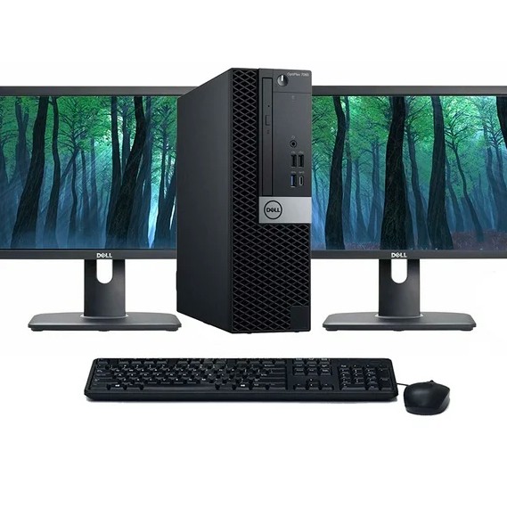 Dell Optiplex 3060 w/2- 24″ Dell Monitors, Keyboard and Mouse
